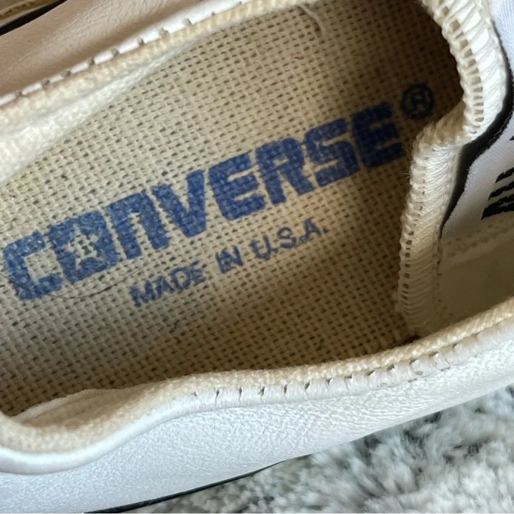 Converse All Star White Leather Sneakers, Size 3Y